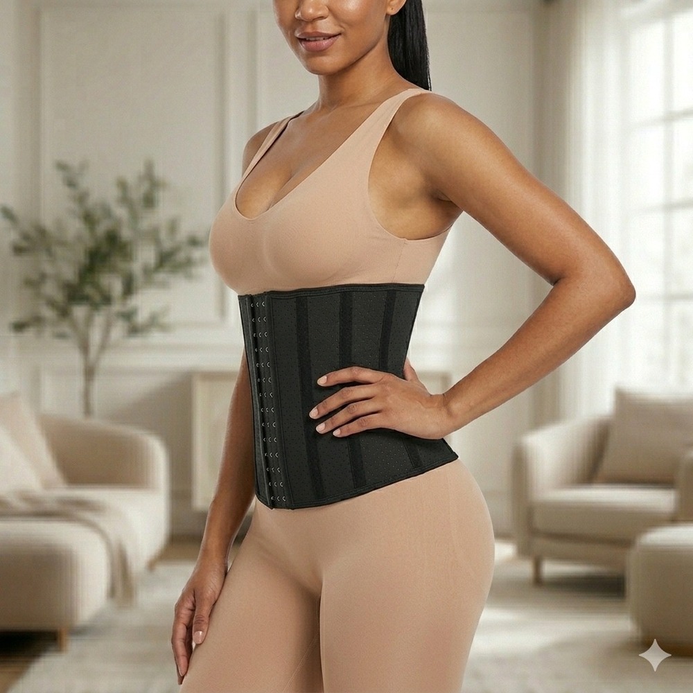 Yianna Women Black Latex Waist Trainer Corset Cincher Body Shaper Heavy Duty 3XL